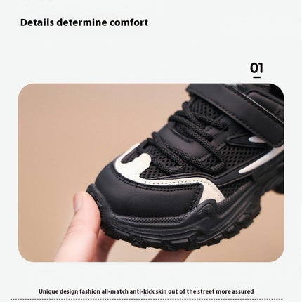 Boys Running Shoes Anti Slip Lightweight Faux Leather Sneakers