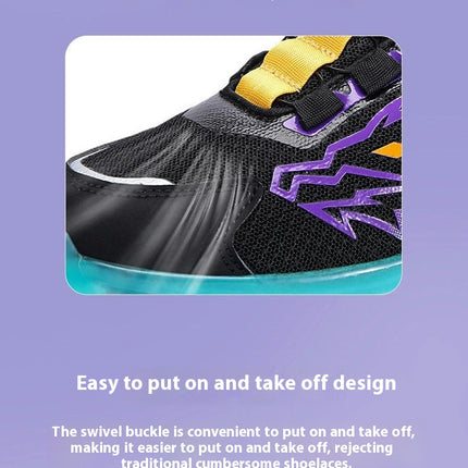 Boys Running Sneakers Anti Slip Faux Leather Lightweight Sneakers