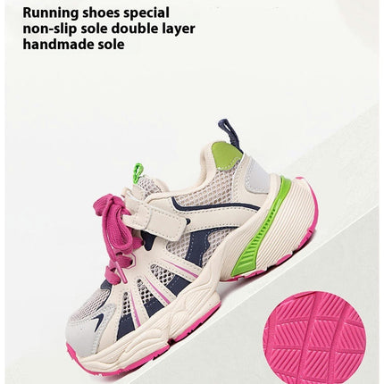 Boys Trendy Color Block Breathable Mesh Athletic Running Sneakers
