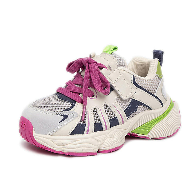 Boys Trendy Color Block Breathable Mesh Athletic Running Sneakers