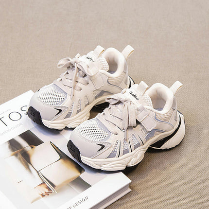 Boys Trendy Color Block Breathable Mesh Athletic Running Sneakers