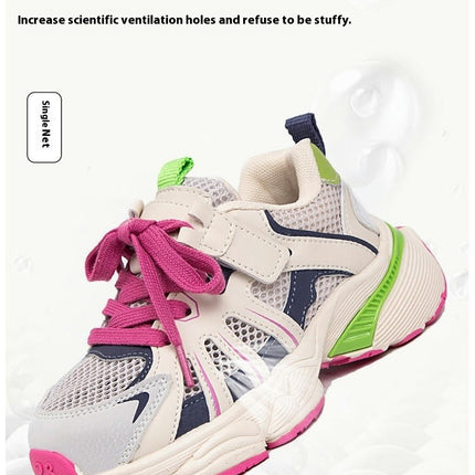 Boys Trendy Color Block Breathable Mesh Athletic Running Sneakers