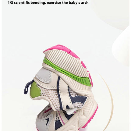 Boys Trendy Color Block Breathable Mesh Athletic Running Sneakers