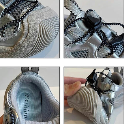 Kids Boys Platform Sneakers Fashion Faux Leather Running Sneakers