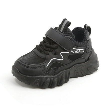 Boys Faux Leather Lightweight Soft Sole Non Slip Running Sneakers