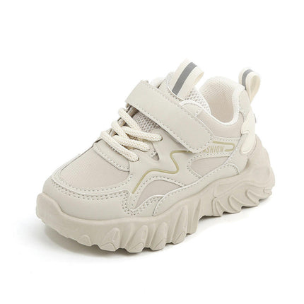 Boys Faux Leather Lightweight Soft Sole Non Slip Running Sneakers