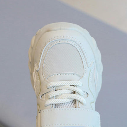 Boys Faux Leather Lightweight Soft Sole Non Slip Running Sneakers