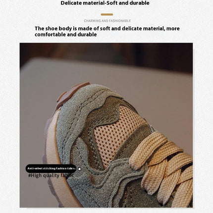 Boys Kids Non Slip Athletic Faux Leather Walking Lightweight Lace Up Sneakers