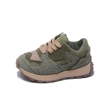 Boys Kids Non Slip Athletic Faux Leather Walking Lightweight Lace Up Sneakers