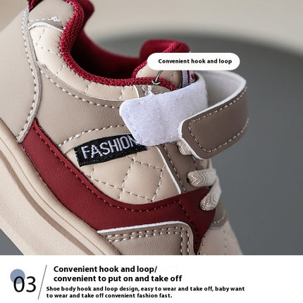 Kid Comfort Casual Faux Leather Fashion Walking Sneaker for Little Boys