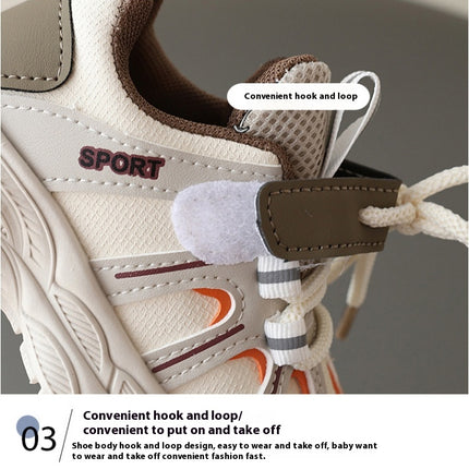 Boys Mesh Sneakers for Kids Non Slip Faux Leather Fashion Running Athletic Shoes