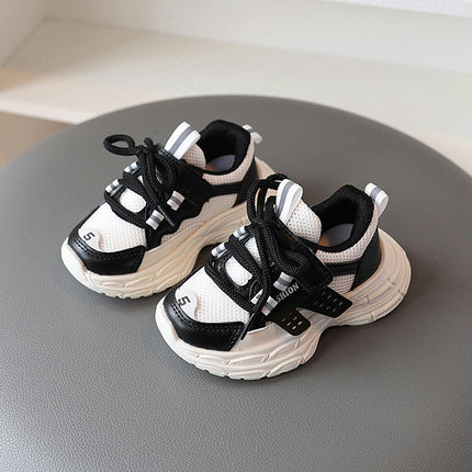 Kids Athletic Sneakers for Boys Faux Leather Walking Non Slip Sneakers
