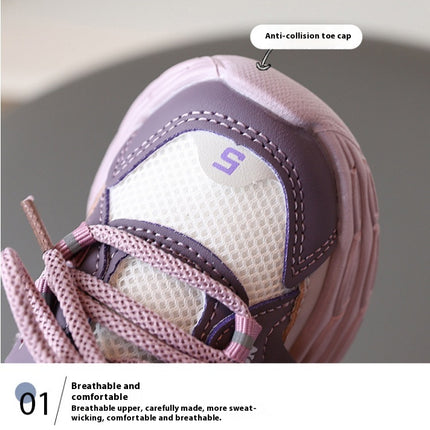 Kids Athletic Sneakers for Boys Faux Leather Walking Non Slip Sneakers