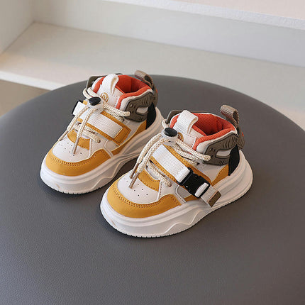 Kids Boys Faux Leather Sneakers Non Slip Soft Sole Walker Sneakers