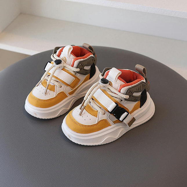 Kids Boys Faux Leather Sneakers Non Slip Soft Sole Walker Sneakers