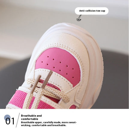 Kids Boys Faux Leather Sneakers Non Slip Soft Sole Walker Sneakers