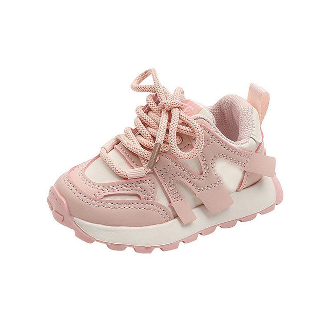 Toddler Boys Faux Leather Spring and Autumn Adjustable Running Sneakers