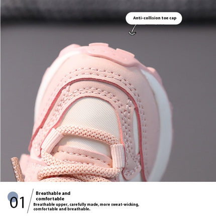 Toddler Boys Faux Leather Spring and Autumn Adjustable Running Sneakers