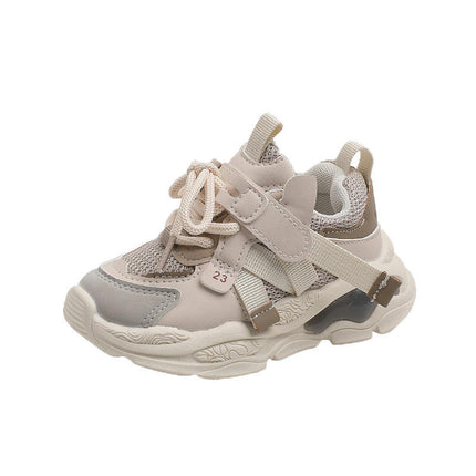 Little Boys Spring and Autumn Mesh Lightweight Faux Leather Sneakers