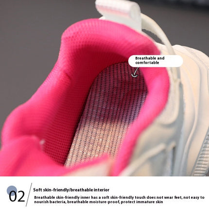 Boys Spring and Autumn Mesh Faux Leather Breathable Sneakers