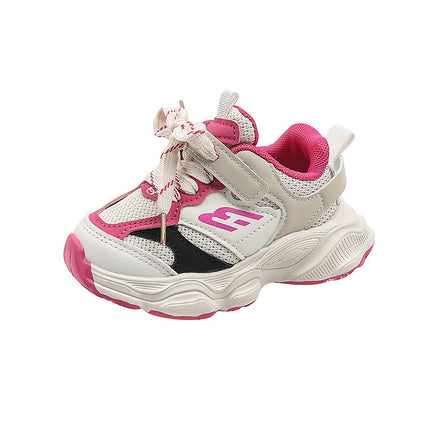 Boys Spring and Autumn Mesh Faux Leather Breathable Sneakers