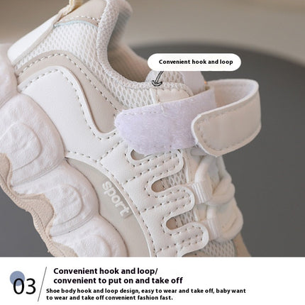 Toddler Running Shoes Faux Leather Breathable Mesh Sneakers Shoes