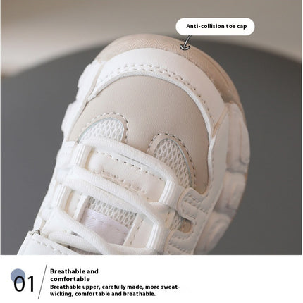 Toddler Running Shoes Faux Leather Breathable Mesh Sneakers Shoes