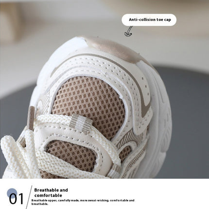 Toddler Girls Sneakers Walking Mesh Running Faux Leather Sneakers
