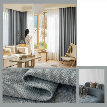Blackout Curtains for Living Room,2 Panels Linen Texture Drapes Hooks Top