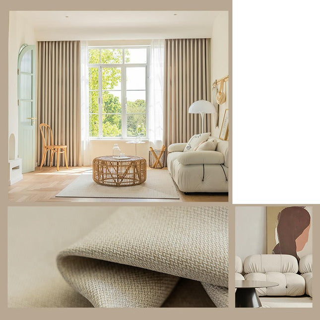 Blackout Curtains for Living Room,2 Panels Linen Texture Drapes Hooks Top