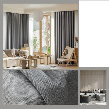 Blackout Curtains for Living Room,2 Panels Linen Texture Drapes Hooks Top