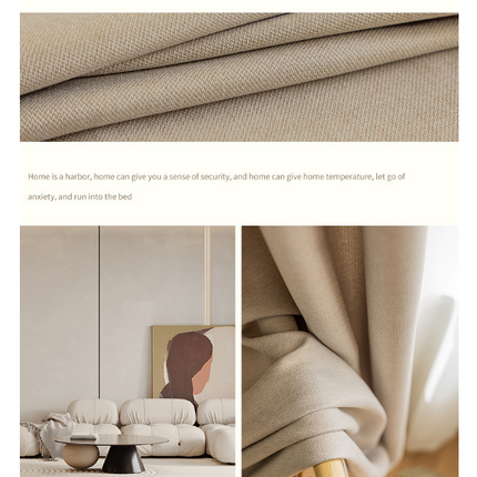 Blackout Curtains for Living Room,2 Panels Linen Texture Drapes Hooks Top