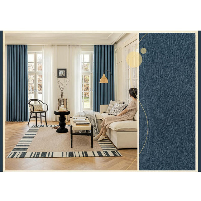 2 Panels Blackout Curtains Texture Patterns Drapes Window Treatments Hooks Top 1