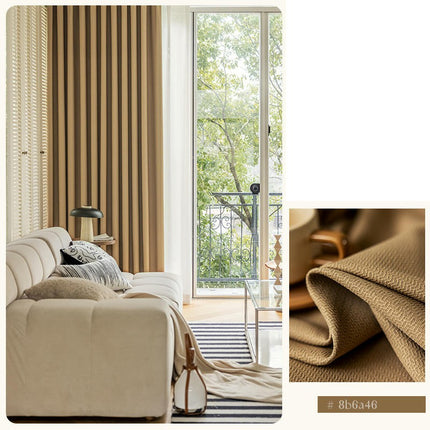 2 Panels Linen 100% Blackout Curtains Modern Darkening Curtains Hooks Top