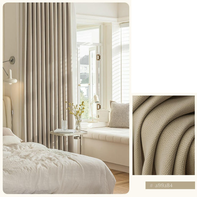 2 Panels Linen 100% Blackout Curtains Modern Darkening Curtains Hooks Top