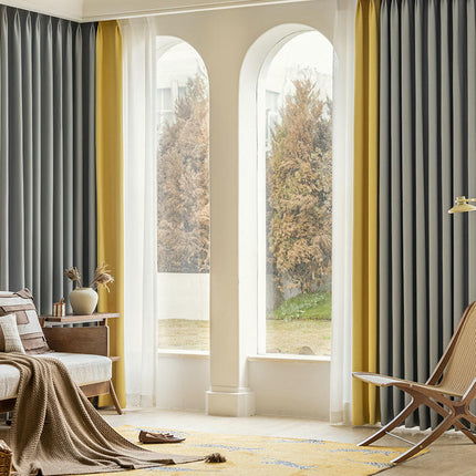 2 Panels Linen 100% Blackout Curtains Modern Darkening Curtains Hooks Top