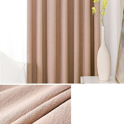 2 Panels Linen Textured Blackout Curtain for Living Room Bedroom Hooks Top
