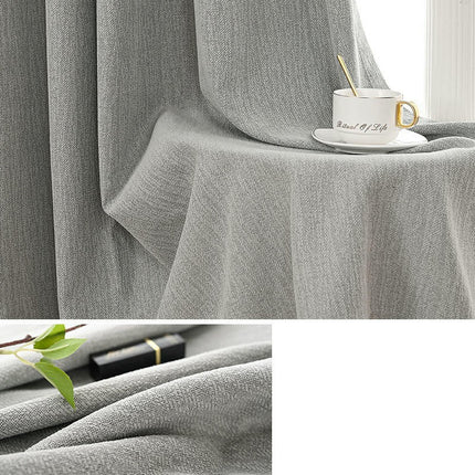 2 Panels Linen Textured Blackout Curtain for Living Room Bedroom Hooks Top