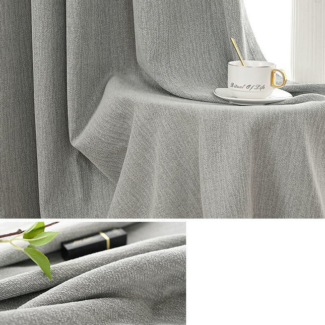 2 Panels Linen Textured Blackout Curtain for Living Room Bedroom Hooks Top