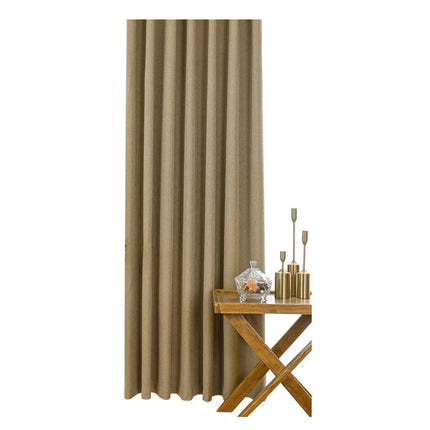 2 Panels Linen Textured Blackout Curtain for Living Room Bedroom Hooks Top