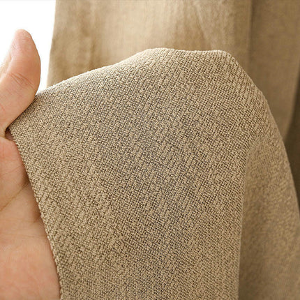 2 Panels Linen Textured Blackout Curtain for Living Room Bedroom Hooks Top