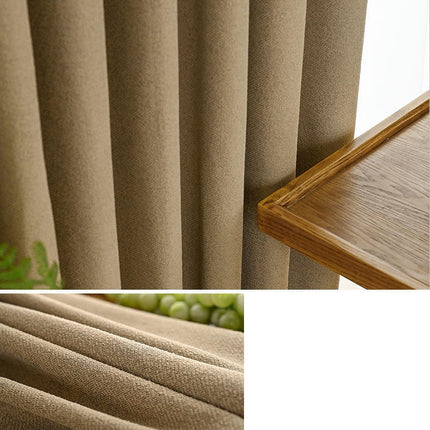 2 Panels Linen Textured Blackout Curtain for Living Room Bedroom Hooks Top