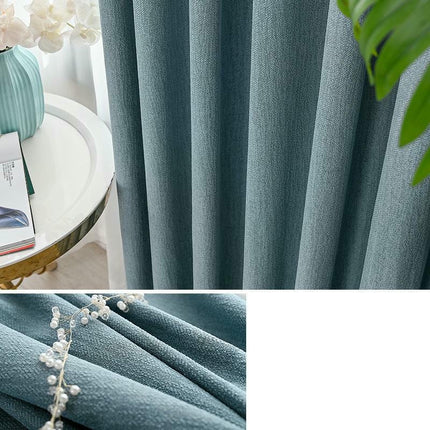 2 Panels Linen Textured Blackout Curtain for Living Room Bedroom Hooks Top