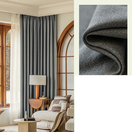 2 Panels Cotton linen Curtains blackout Drapes for Living Room Hooks Top