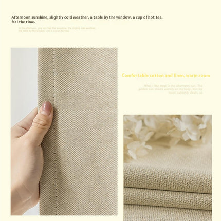 2 Panels Cotton linen Curtains blackout Drapes for Living Room Hooks Top
