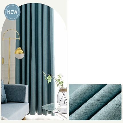 100% Blackout Linen Thermal Insulated Blackout Curtains 2 Panels Set Hooks Top