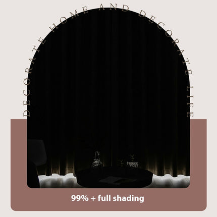 100% Blackout Linen Thermal Insulated Blackout Curtains 2 Panels Set Hooks Top