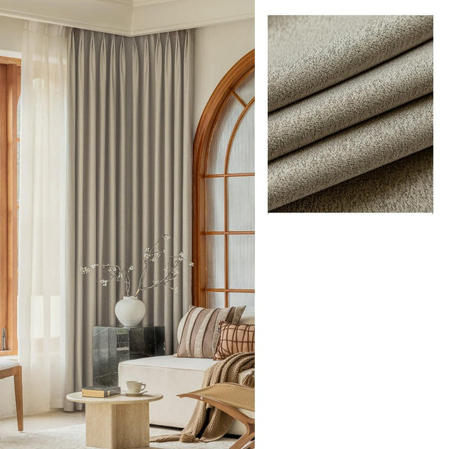 2 Panels Linen Modern Blackout Curtains Thermal Insulated Curtains Hooks Top