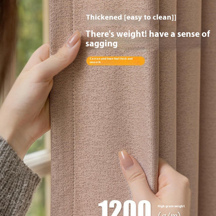 2 Panels Linen Modern Blackout Curtains Thermal Insulated Curtains Hooks Top