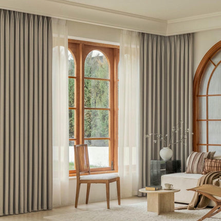 2 Panels Linen Modern Blackout Curtains Thermal Insulated Curtains Hooks Top